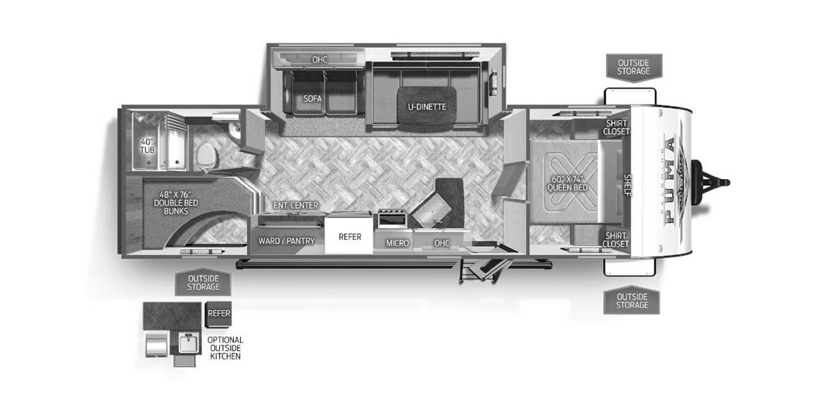 2023 Palomino Puma XLE Lite 27RBQC Travel Trailer at Kellys RV, Inc. STOCK# 4557B Floor plan Layout Photo