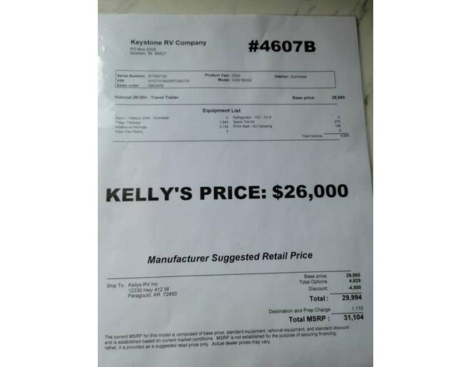 2024 Keystone Hideout Sport Double Axle 261BH Travel Trailer at Kellys RV, Inc. STOCK# 4607B Photo 16