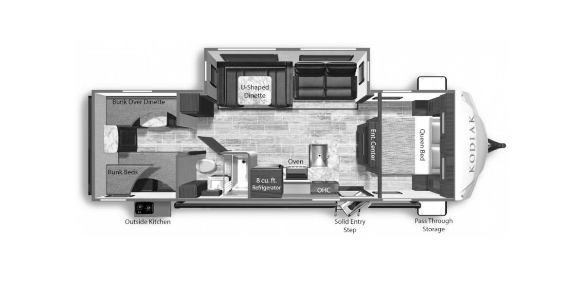 2022 Dutchmen Kodiak Ultra-Lite 283BHSL Travel Trailer at Kellys RV, Inc. STOCK# 4225B Floor plan Layout Photo