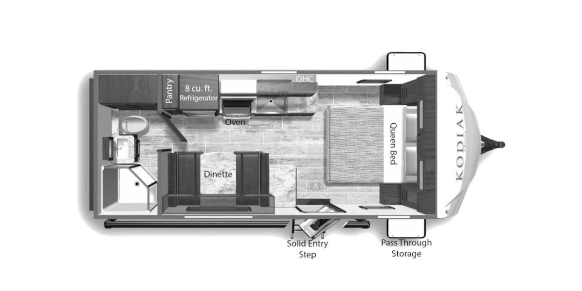 2022 Dutchmen Kodiak Ultra-Lite 201QB Travel Trailer at Kellys RV, Inc. STOCK# 4254B Floor plan Layout Photo
