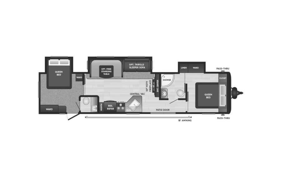 2023 Keystone Hideout 38FQTS Travel Trailer at Kellys RV, Inc. STOCK# 4466B Floor plan Layout Photo