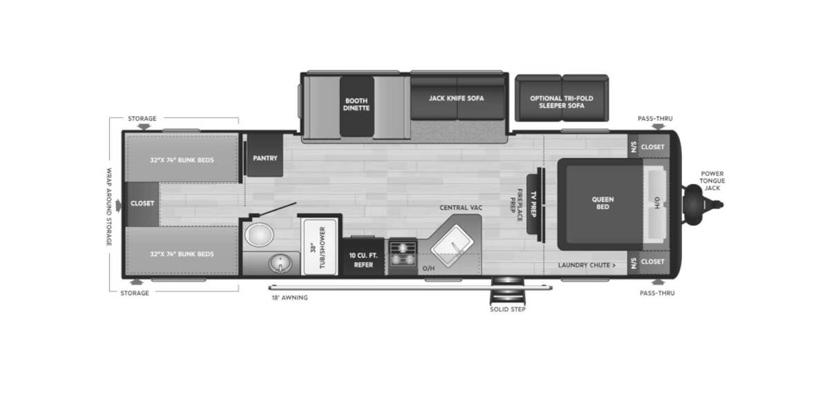 2023 Keystone Hideout 29QBS Travel Trailer at Kellys RV, Inc. STOCK# 4477B Floor plan Layout Photo