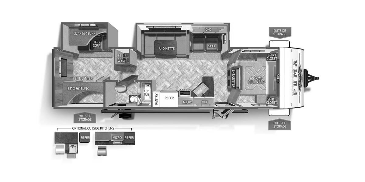 2023 Palomino Puma XLE Lite 31BHSC Travel Trailer at Kellys RV, Inc. STOCK# 4566B Floor plan Layout Photo
