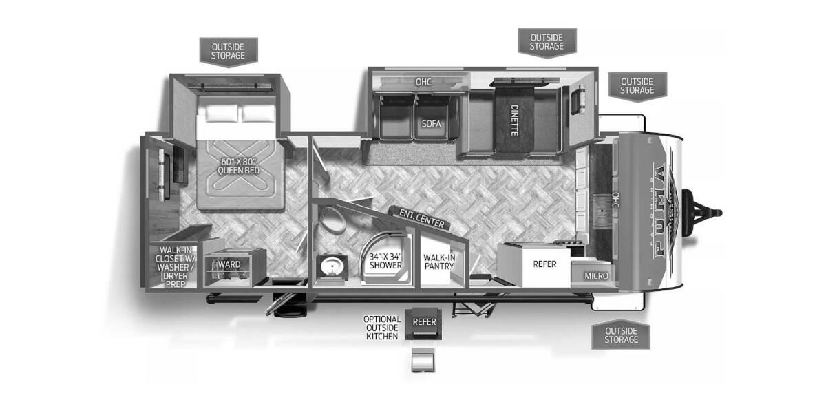 2024 Palomino Puma 26FKDS Travel Trailer at Kellys RV, Inc. STOCK# 4606B Floor plan Layout Photo