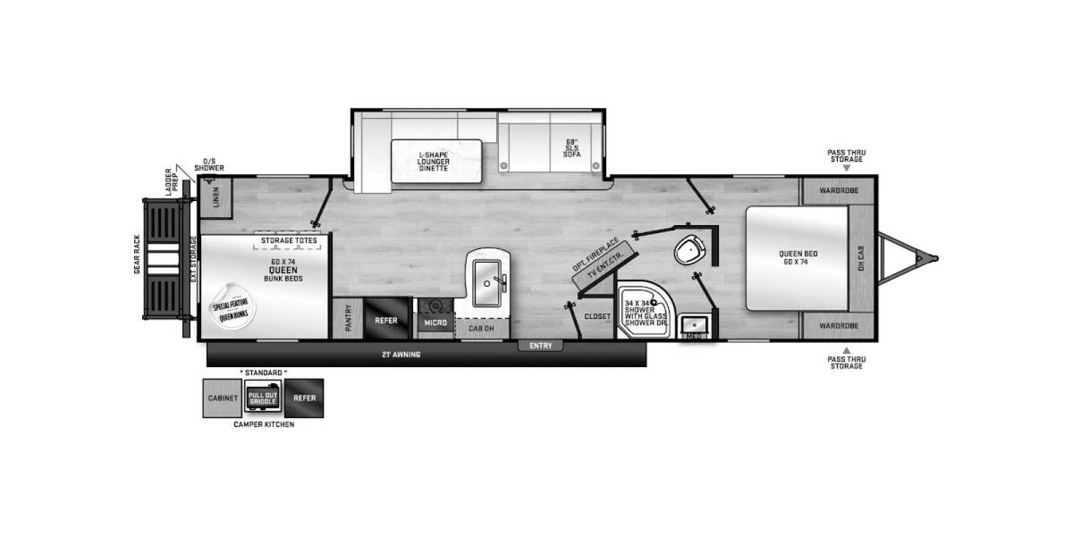 2024 Coachmen Catalina Legacy Edition 293TQBSCK Travel Trailer at Kellys RV, Inc. STOCK# 4639B Floor plan Layout Photo